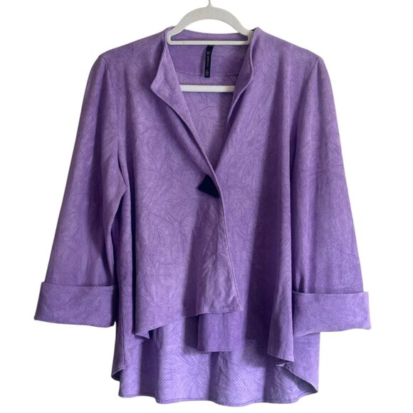 IC Collection by Connie K Perforated Faux Suede Jacket Womens Size L Art to Wear